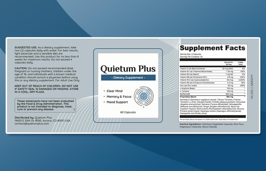 Quietum Plus Supplement Facts Label