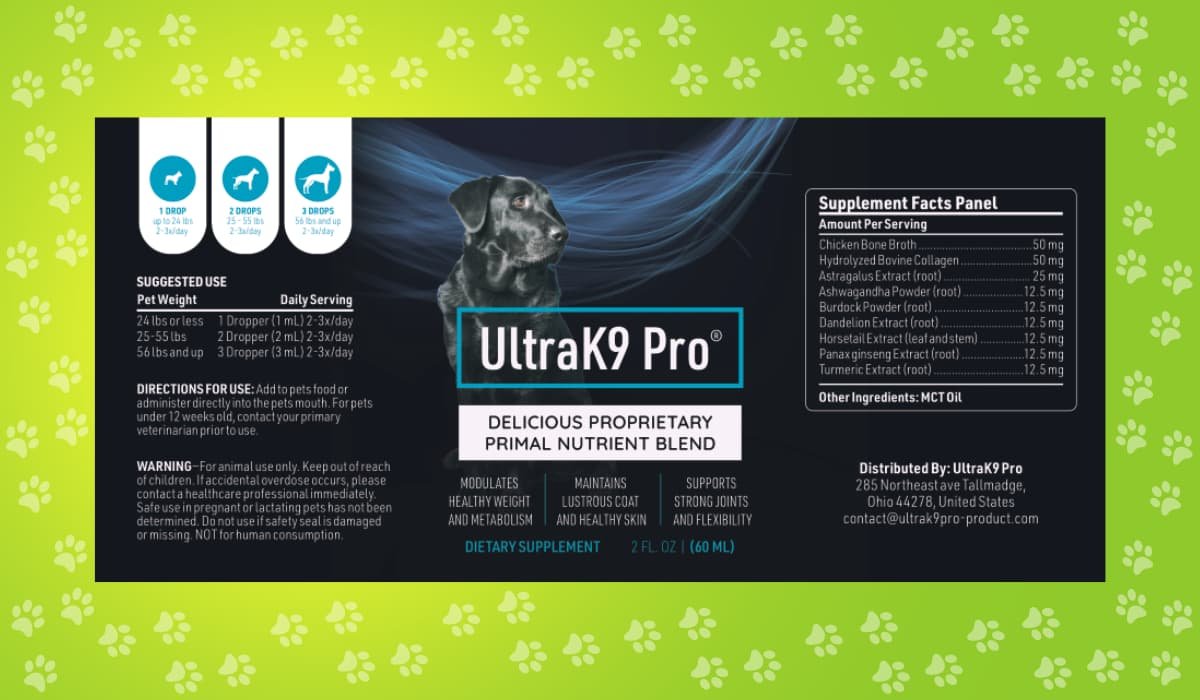 UltraK9 Pro Supplement Facts